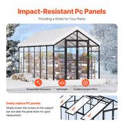 Polycarbonate Greenhouse 8 x 12 Ft Outdoor Walk-in Greenhouse for Garden V952-JTSZWSL8W12F5VOMTV0