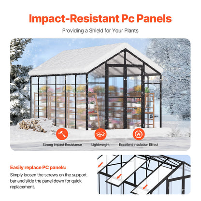 Polycarbonate Greenhouse 8 x 12 Ft Outdoor Walk-in Greenhouse for Garden V952-JTSZWSL8W12F5VOMTV0