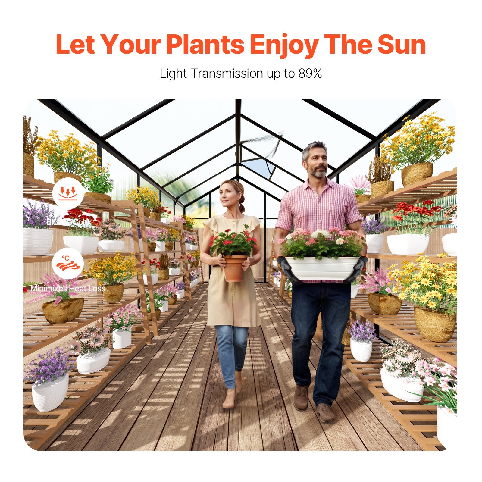 Polycarbonate Greenhouse 8 x 12 Ft Outdoor Walk-in Greenhouse for Garden V952-JTSZWSL8W12F5VOMTV0