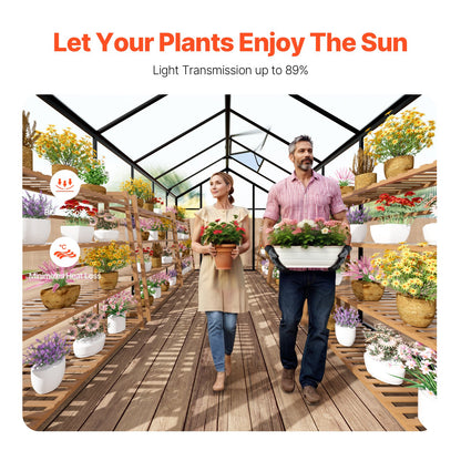 Polycarbonate Greenhouse 8 x 12 Ft Outdoor Walk-in Greenhouse for Garden V952-JTSZWSL8W12F5VOMTV0