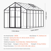Polycarbonate Greenhouse 8 x 12 Ft Outdoor Walk-in Greenhouse for Garden V952-JTSZWSL8W12F5VOMTV0