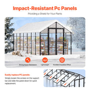Polycarbonate Greenhouse 8 x 14 Ft Outdoor Walk-in Greenhouse for Garden V952-JTSZWSL8W14FB0RRXV0