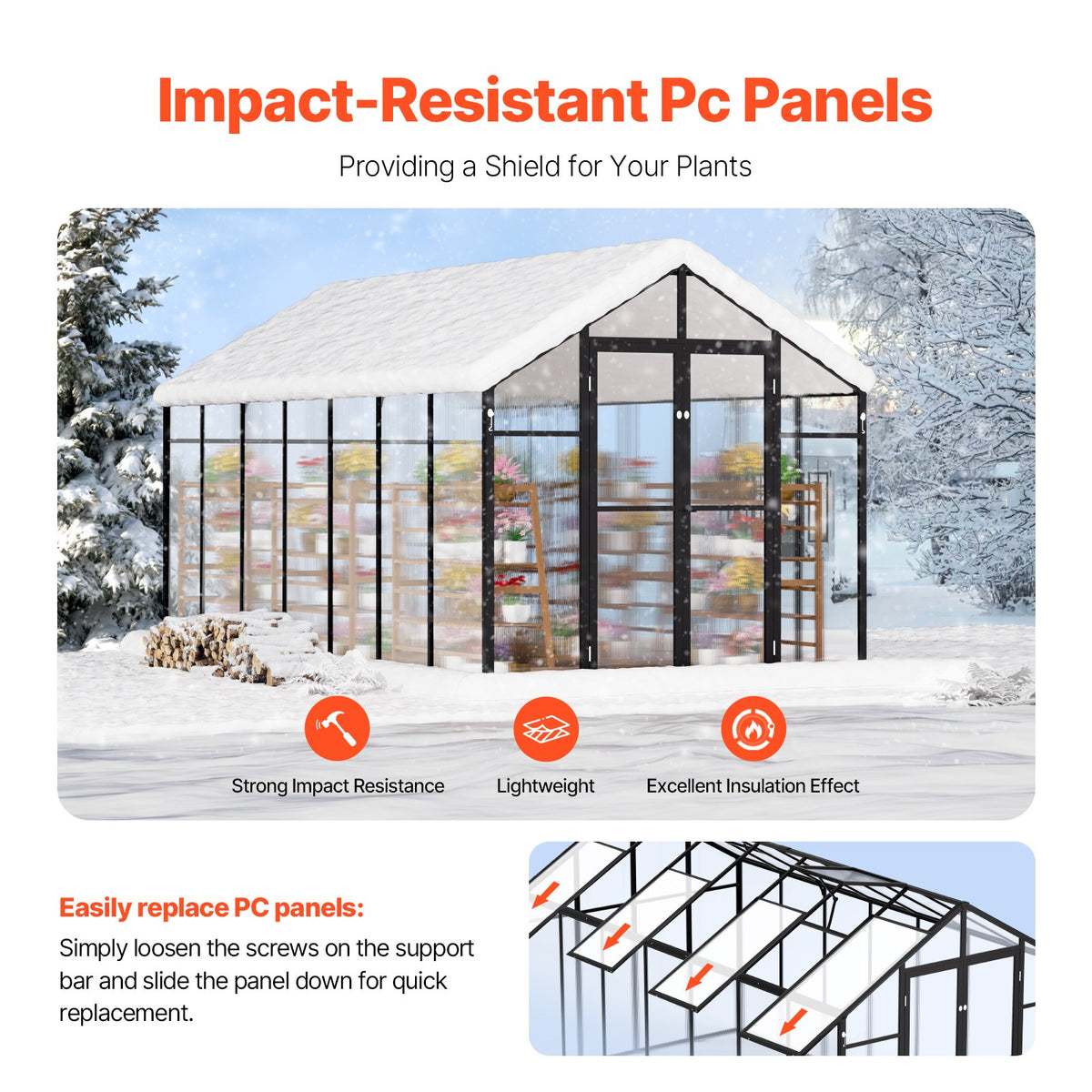 Polycarbonate Greenhouse 8 x 14 Ft Outdoor Walk-in Greenhouse for Garden V952-JTSZWSL8W14FB0RRXV0