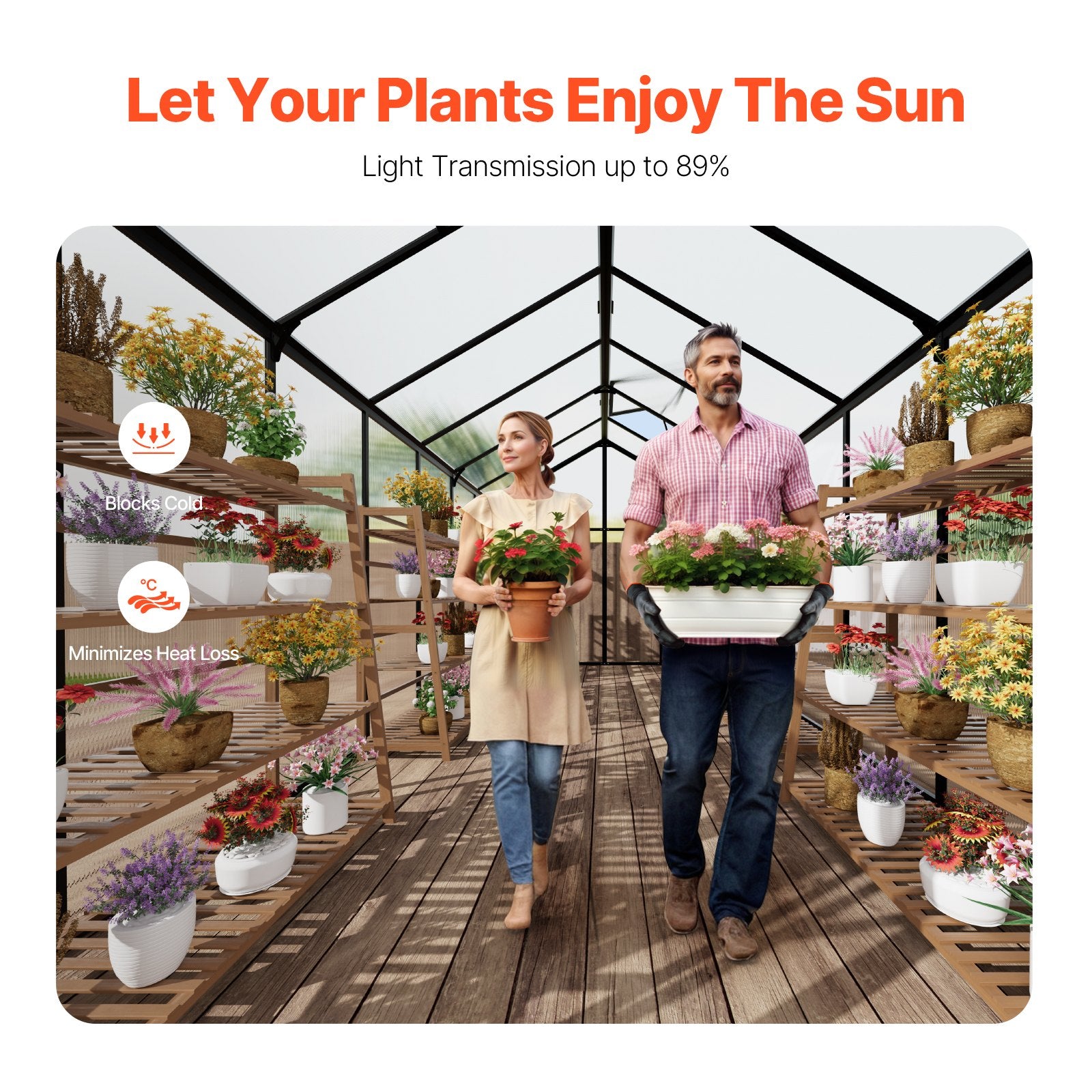 Polycarbonate Greenhouse 8 x 14 Ft Outdoor Walk-in Greenhouse for Garden V952-JTSZWSL8W14FB0RRXV0