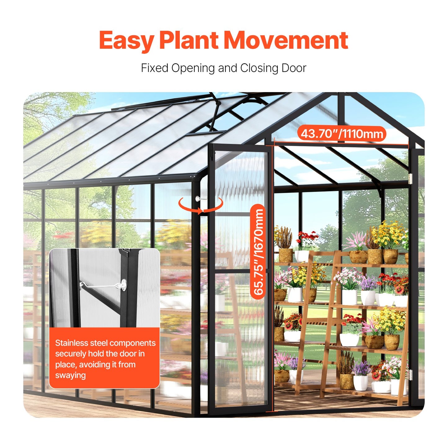 Polycarbonate Greenhouse 8 x 14 Ft Outdoor Walk-in Greenhouse for Garden V952-JTSZWSL8W14FB0RRXV0