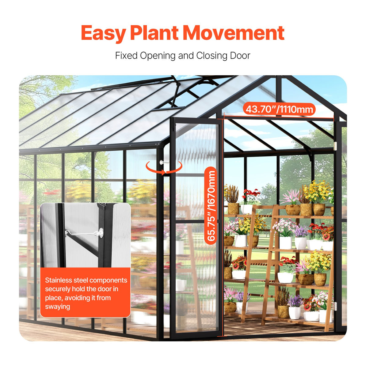 Polycarbonate Greenhouse 8 x 14 Ft Outdoor Walk-in Greenhouse for Garden V952-JTSZWSL8W14FB0RRXV0