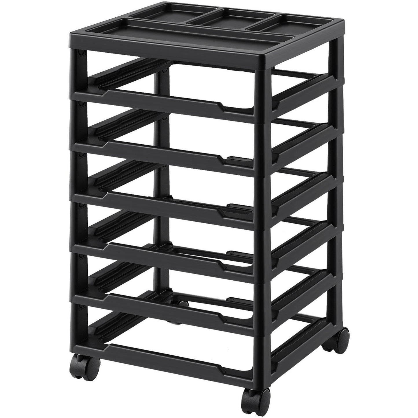 Scrapbook Rolling Storage Cart, 6-Tier Large Capacity with Organizer Top, Black Frame with 4 Removable V952-JTZCCHTZ6CJT39QSVV0