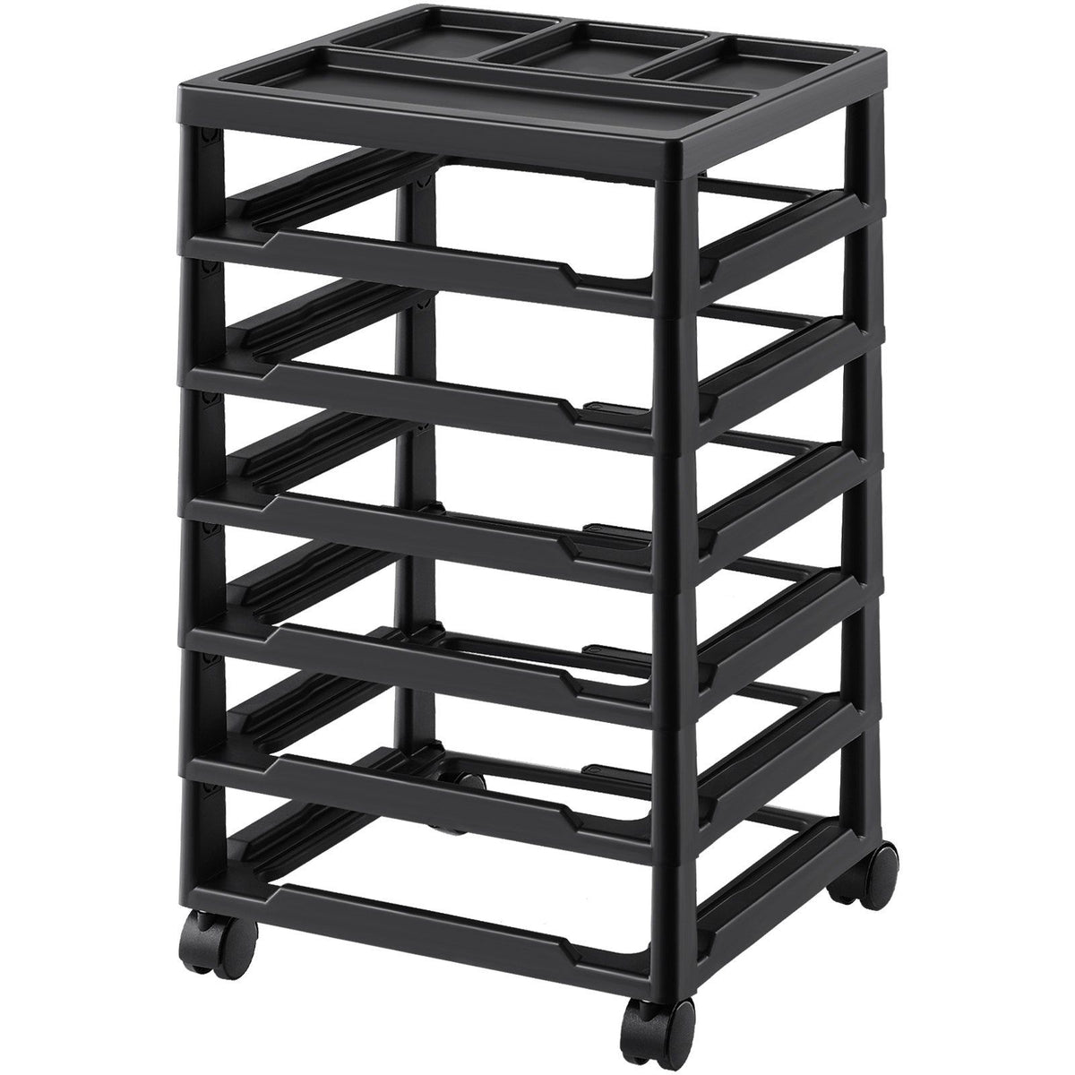 Scrapbook Rolling Storage Cart, 6-Tier Large Capacity with Organizer Top, Black Frame with 4 Removable V952-JTZCCHTZ6CJT39QSVV0