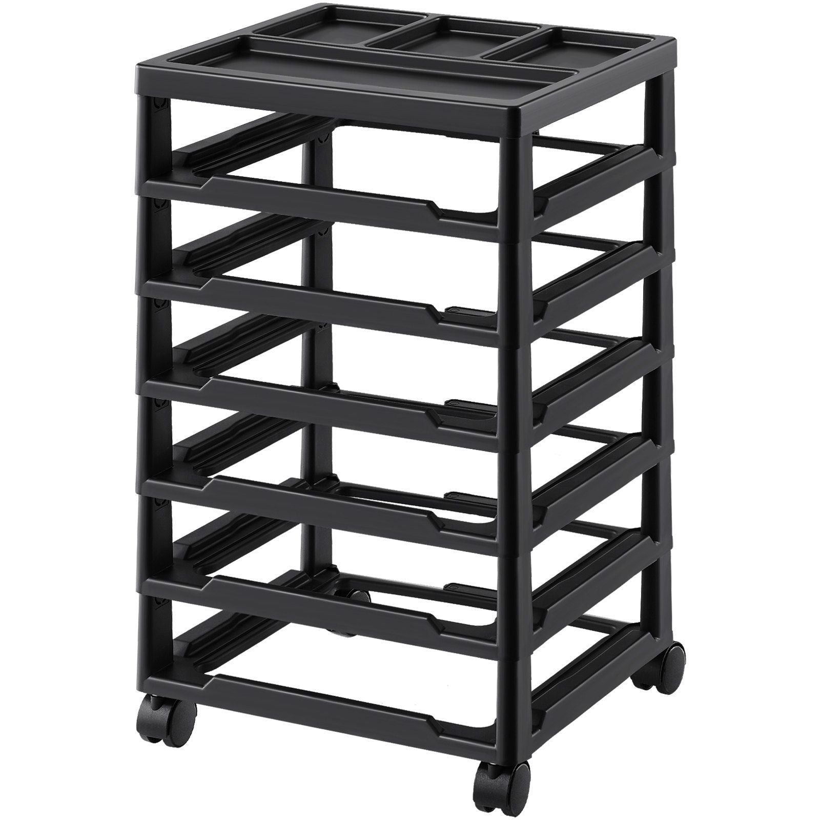 Scrapbook Rolling Storage Cart, 6-Tier Large Capacity with Organizer Top, Black Frame with 4 Removable V952-JTZCCHTZ6CJT39QSVV0
