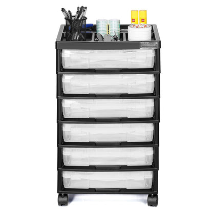 Scrapbook Rolling Storage Cart 6-Tier Large Capacity with 6 Clear Cases Black V952-JTZCCHTZ6CJT66C1SV0