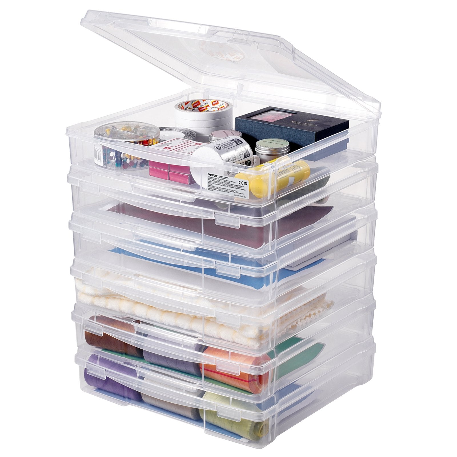 Scrapbook Paper Storage 6 Pack Stackable Plastic Board Game Boxes Clear Case V952-JTZCCHTZBHTCADQZDV0