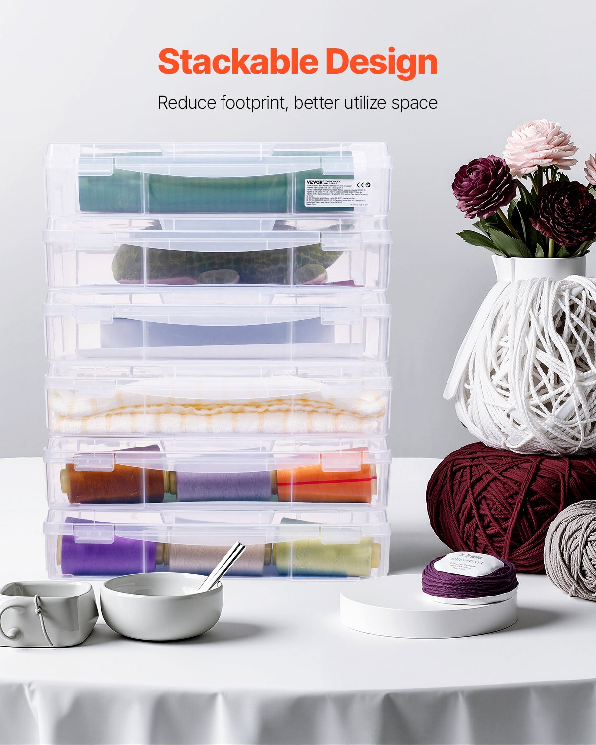 Scrapbook Paper Storage 6 Pack Stackable Plastic Board Game Boxes Clear Case V952-JTZCCHTZBHTCADQZDV0