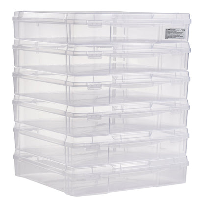 Scrapbook Paper Storage 6 Pack Stackable Plastic Board Game Boxes Clear Case V952-JTZCCHTZBHTCADQZDV0