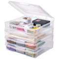 Scrapbook Paper Storage 4 Pack Stackable Plastic Board Game Boxes Clear Case V952-JTZCCHTZBHTCKPJCFV0