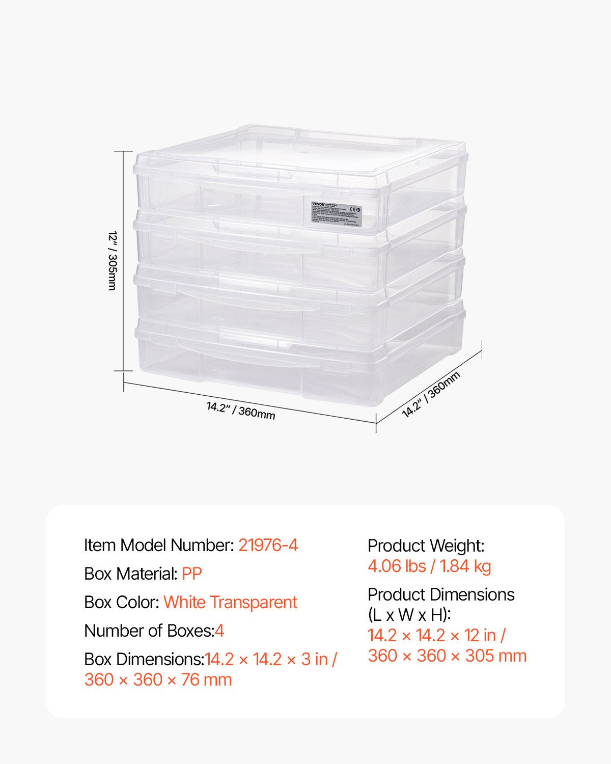 Scrapbook Paper Storage 4 Pack Stackable Plastic Board Game Boxes Clear Case V952-JTZCCHTZBHTCKPJCFV0