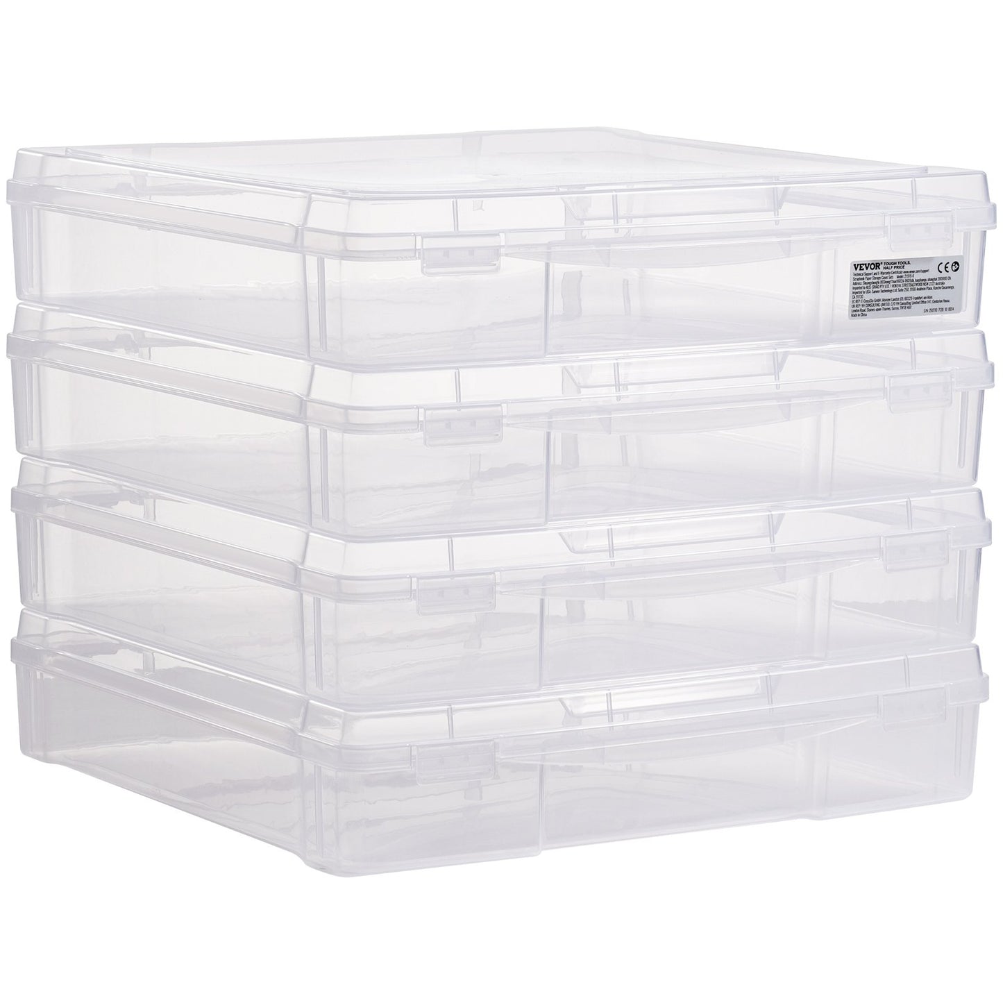Scrapbook Paper Storage 4 Pack Stackable Plastic Board Game Boxes Clear Case V952-JTZCCHTZBHTCKPJCFV0