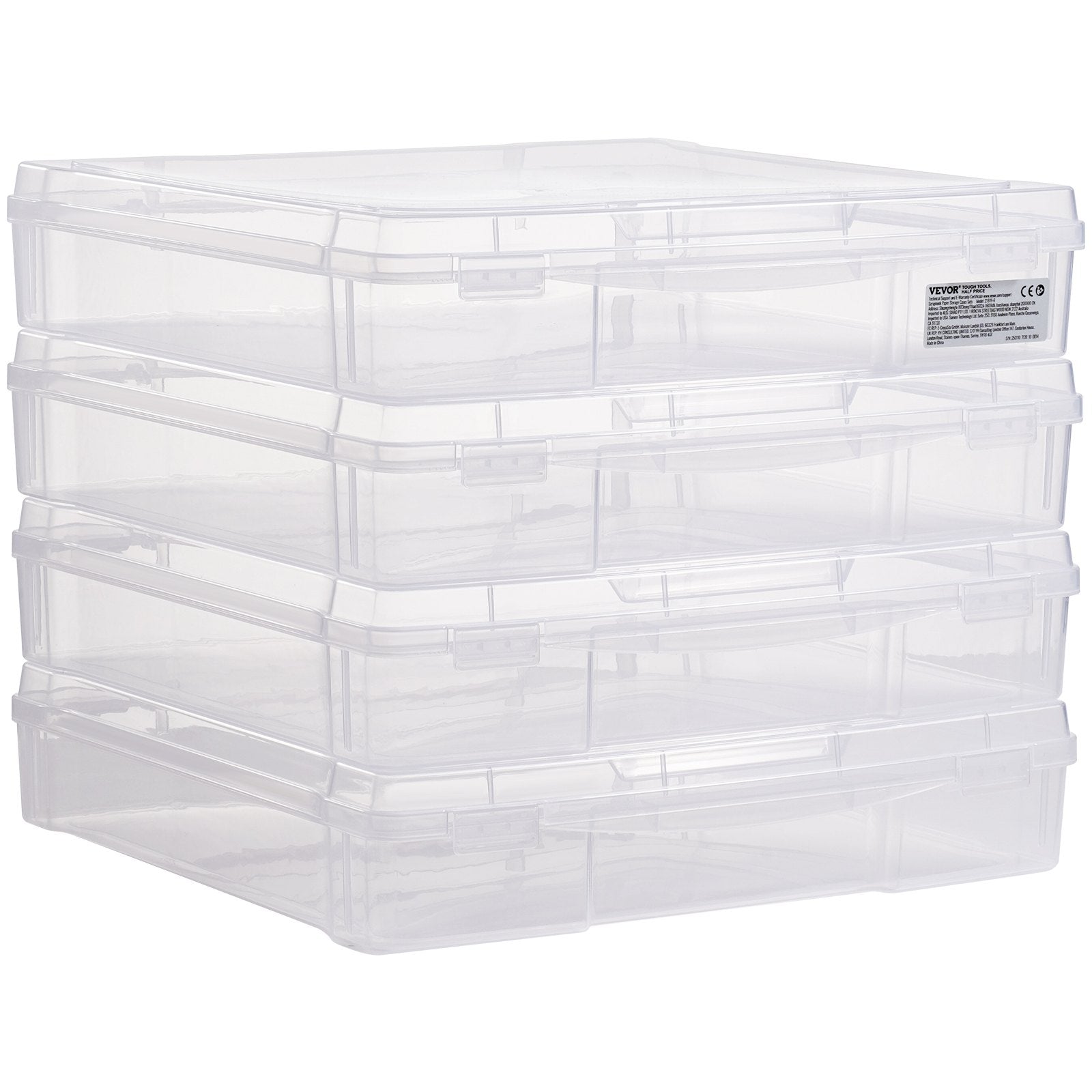Scrapbook Paper Storage 4 Pack Stackable Plastic Board Game Boxes Clear Case V952-JTZCCHTZBHTCKPJCFV0