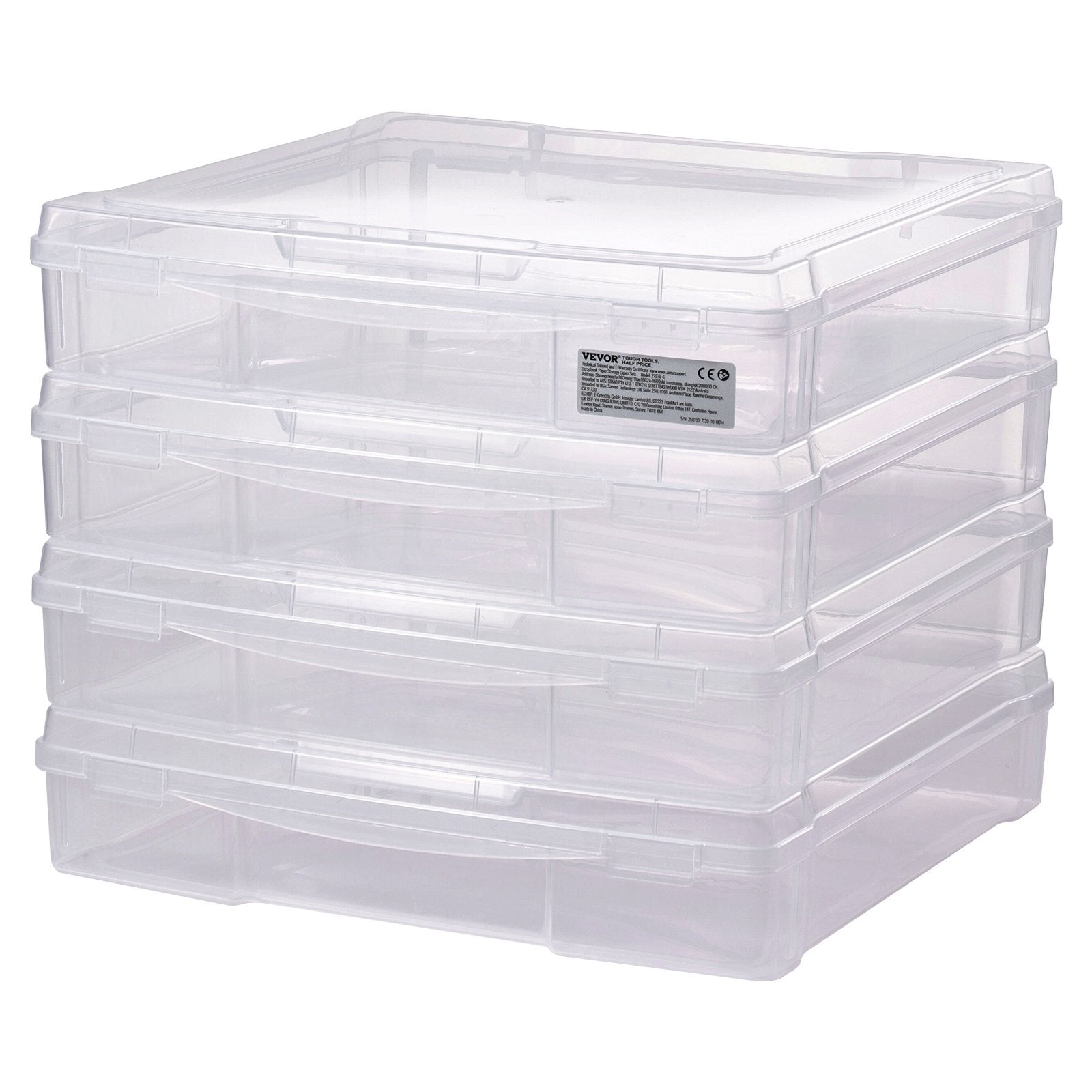 Scrapbook Paper Storage 4 Pack Stackable Plastic Board Game Boxes Clear Case V952-JTZCCHTZBHTCKPJCFV0