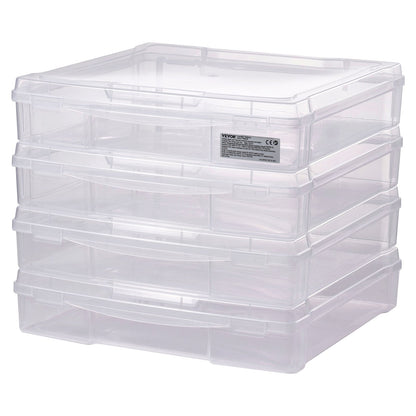 Scrapbook Paper Storage 4 Pack Stackable Plastic Board Game Boxes Clear Case V952-JTZCCHTZBHTCKPJCFV0