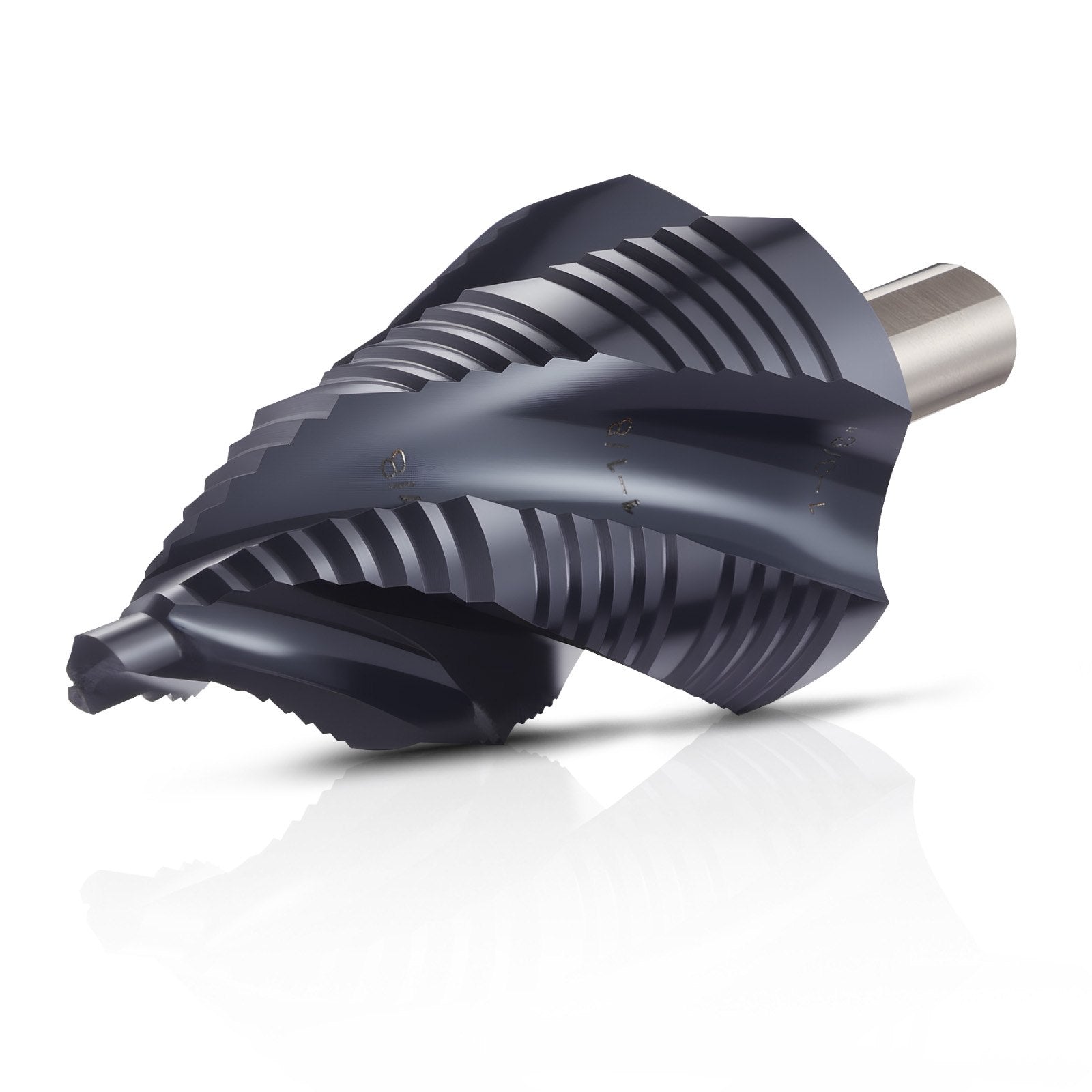 Step Drill Bit, 4.76 to 34.93 mm, 9.53 mm Triangular Shank, TiAlN Coating Cobalt High Speed Steel, Four V952-JTZT138INCHLOYO1B001V0