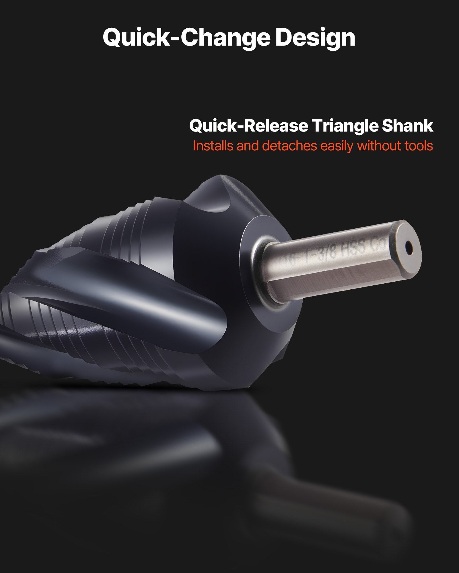 Step Drill Bit, 4.76 to 34.93 mm, 9.53 mm Triangular Shank, TiAlN Coating Cobalt High Speed Steel, Four V952-JTZT138INCHLOYO1B001V0