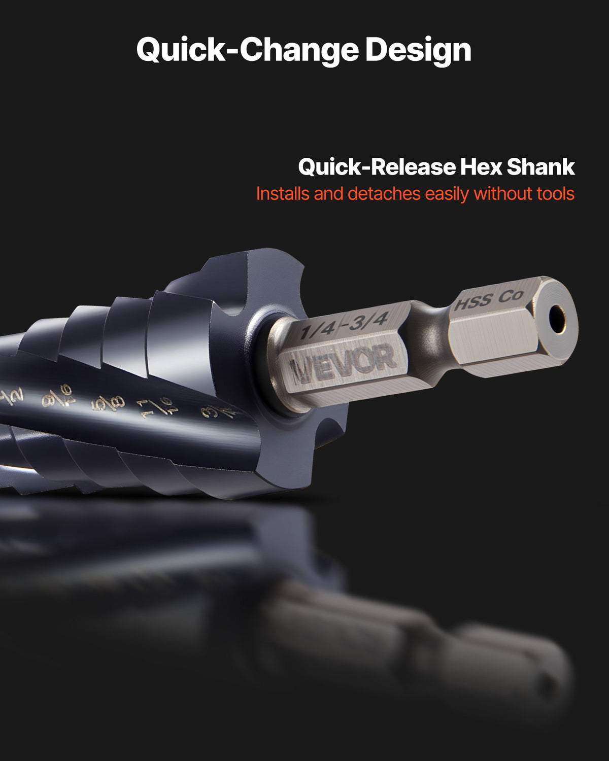 Step Drill Bit Set, 3.2 - 22.2 mm, 3 Pieces Step Drill Bits, 6.35 mm Hex Shank, TiAlN Coating Cobalt HSS High V952-JTZTLXSM35GGQOKP2001V0