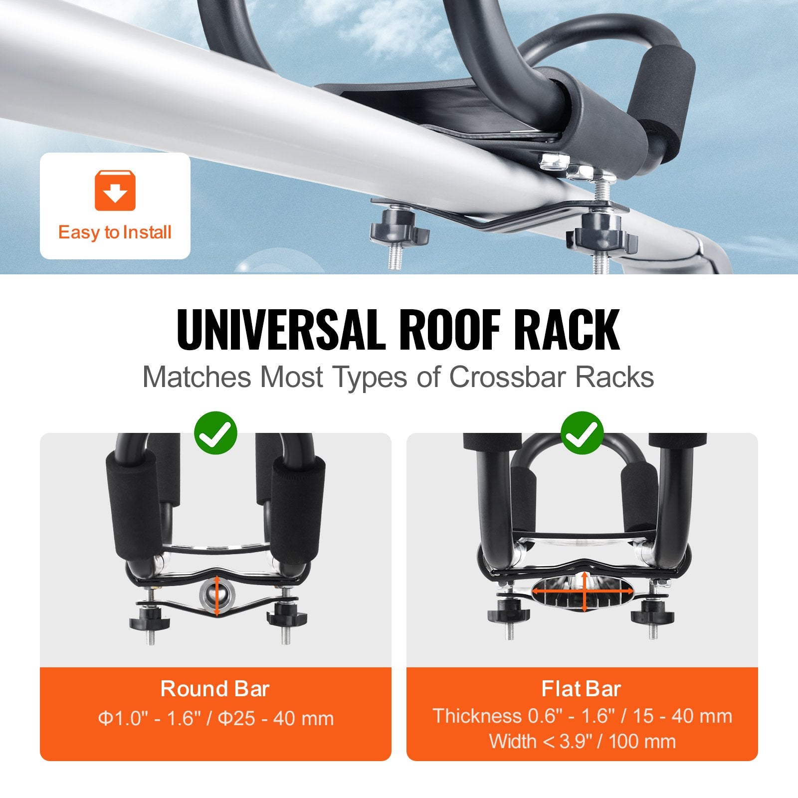 Kayak Roof Rack 2 Pairs J-Bar, Soft Roof Rack, Top Mount Tie Down, Carrier for kayak, Surf Board, Canoe, SUP, V952-JXBKZDKHJG4J6TEJQV0