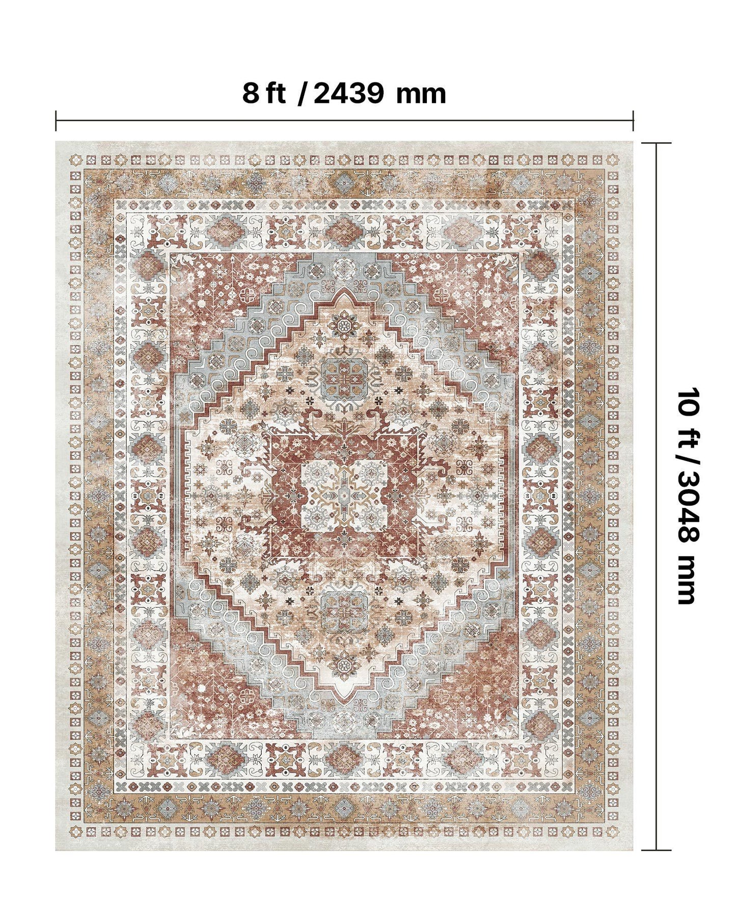 Area Rug, 2438.4 x 3048 mm Large Washable Rug, Non-Slip and Tear-Resistant Soft Carpet, Pet & Child Friendly V952-JXDDT8X10FTFZ8SUZ001V0