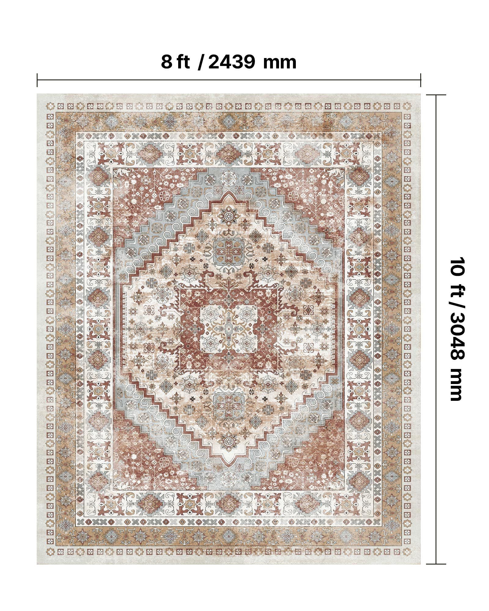Area Rug, 2438.4 x 3048 mm Large Washable Rug, Non-Slip and Tear-Resistant Soft Carpet, Pet & Child Friendly V952-JXDDT8X10FTFZ8SUZ001V0