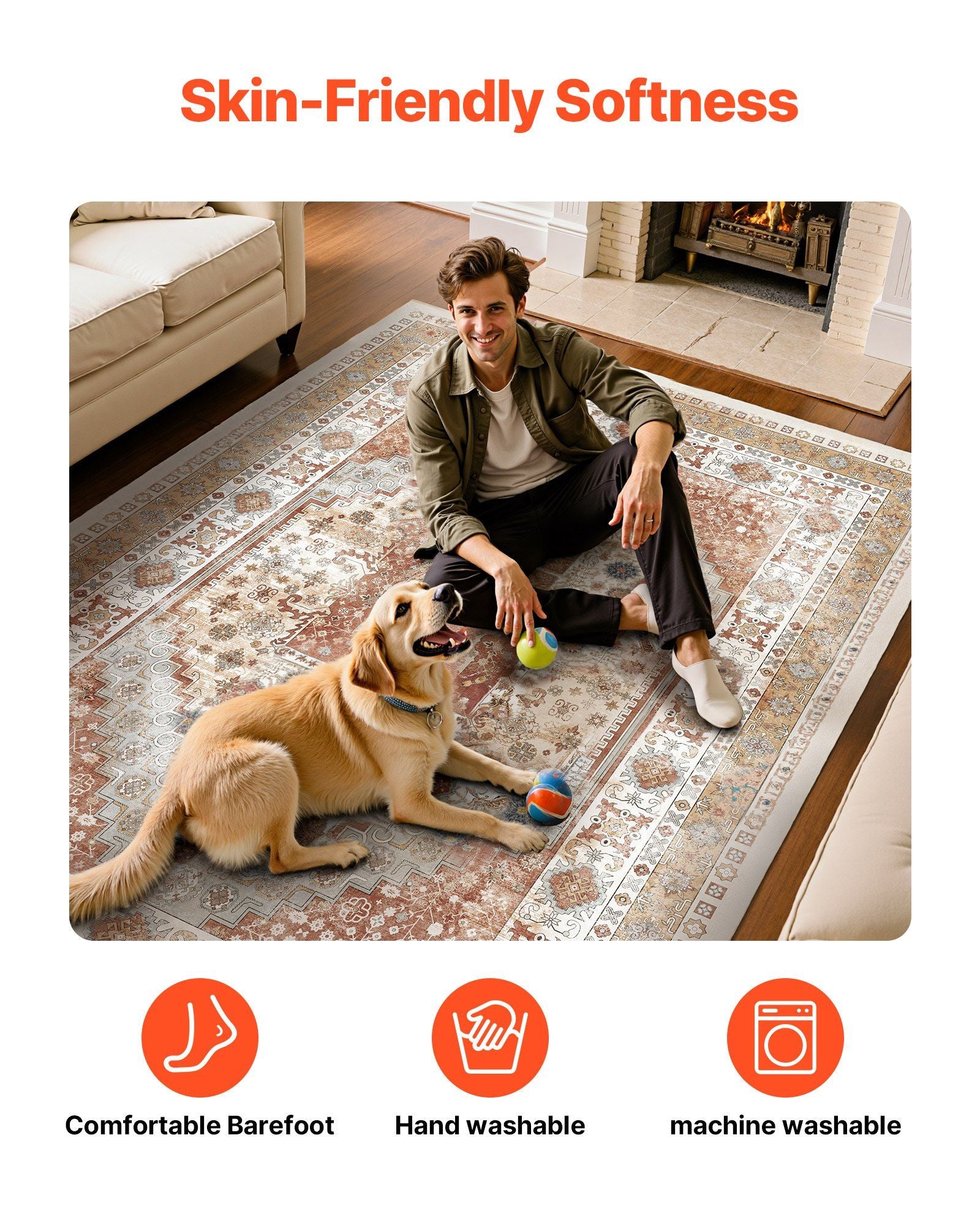 Area Rug, 2438.4 x 3048 mm Large Washable Rug, Non-Slip and Tear-Resistant Soft Carpet, Pet & Child Friendly V952-JXDDT8X10FTFZ8SUZ001V0