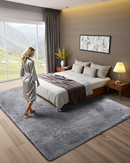 Indoor Plush Area Rugs, 2.44 x 3.05m Soft Plush Carpet, Furry Shag Area Rugs for Living Room, Bedroom, V952-JXDDTSM8X10FS61MV001V0
