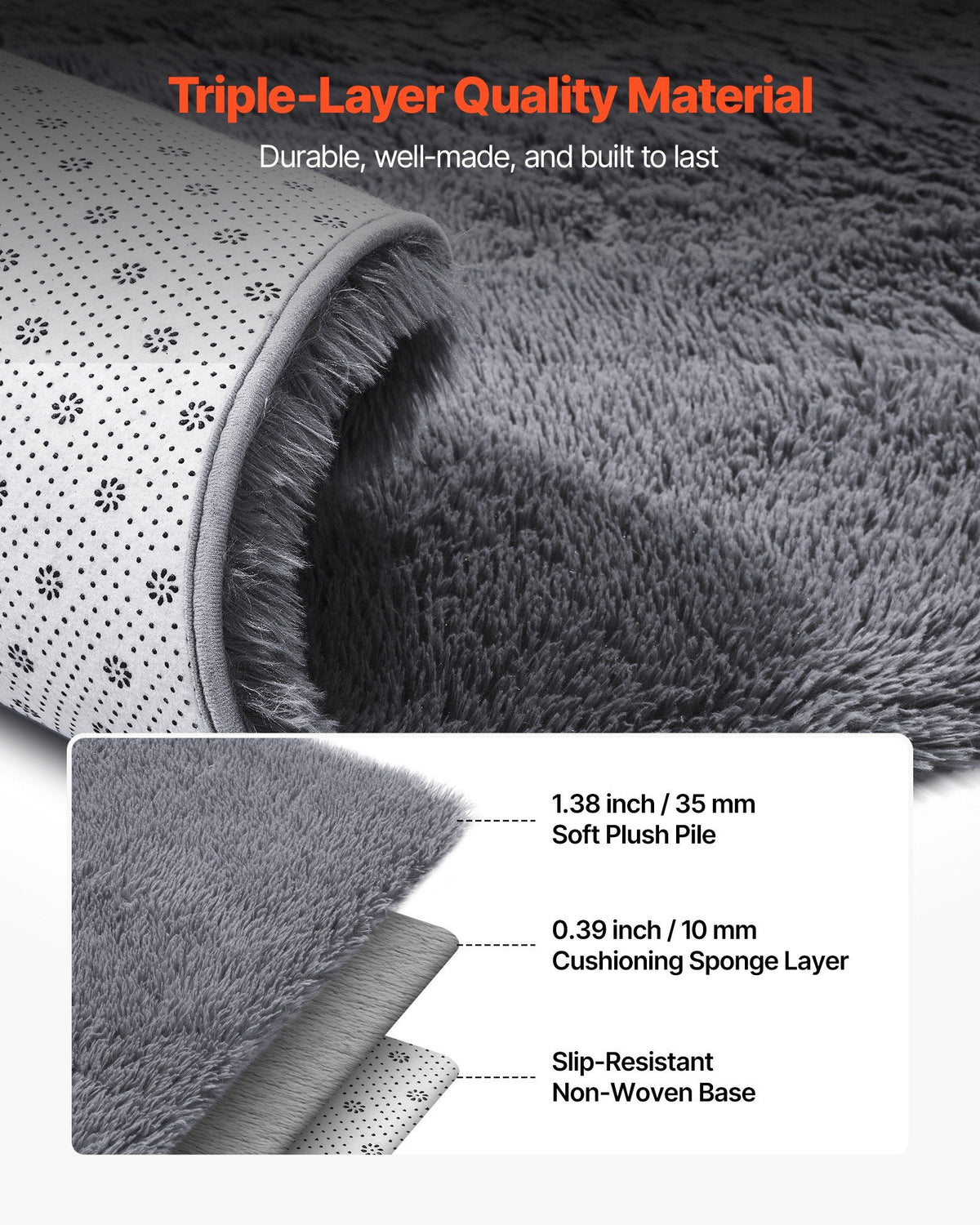 Indoor Plush Area Rugs, 2.44 x 3.05m Soft Plush Carpet, Furry Shag Area Rugs for Living Room, Bedroom, V952-JXDDTSM8X10FS61MV001V0