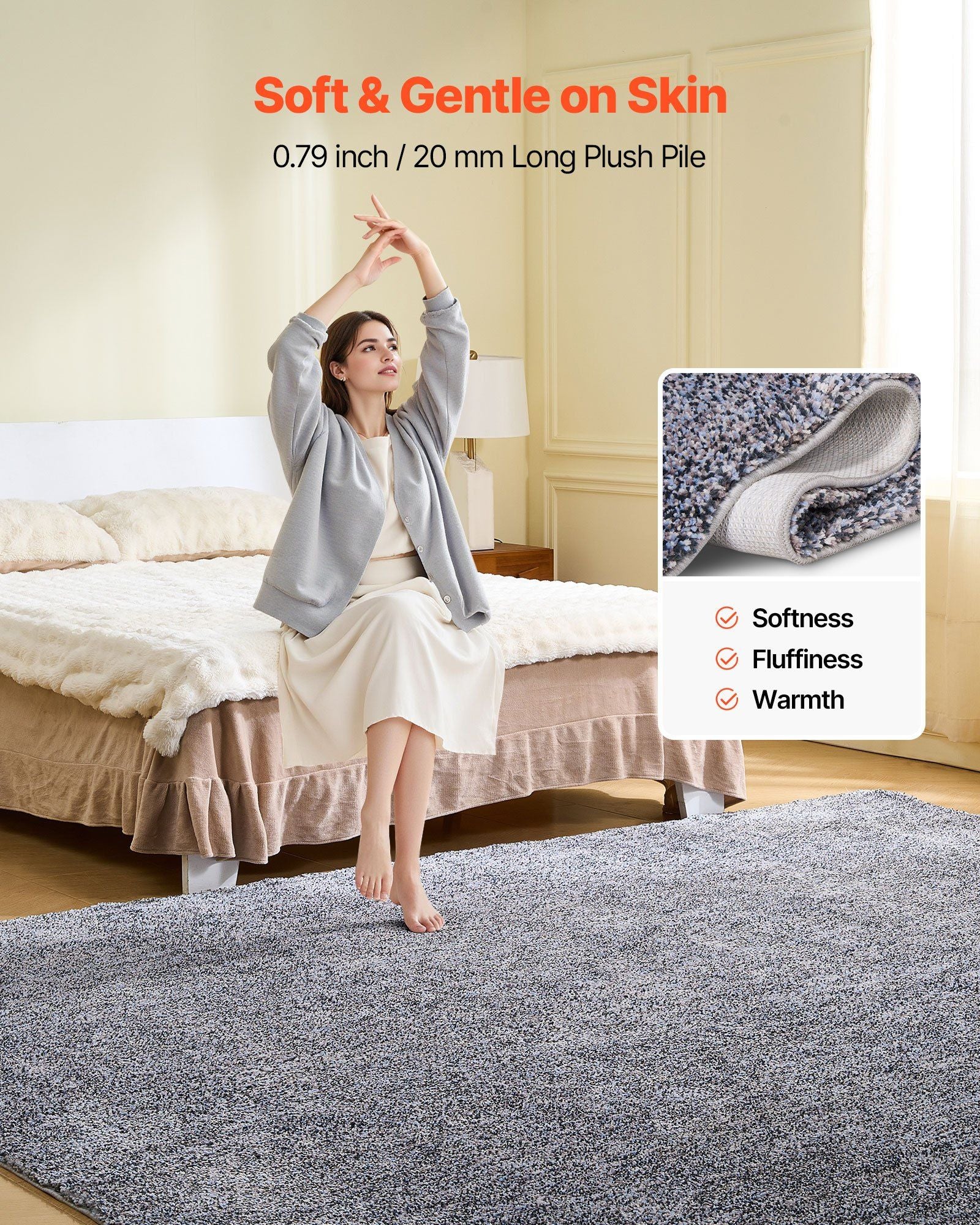 Indoor Plush Area Rugs, 2.44 x 3.05m Plush Carpet, Area Rugs Furry with Long Plushs Pile, Thick & Durable V952-JXDDTSSCR8X1HTYN7001V0