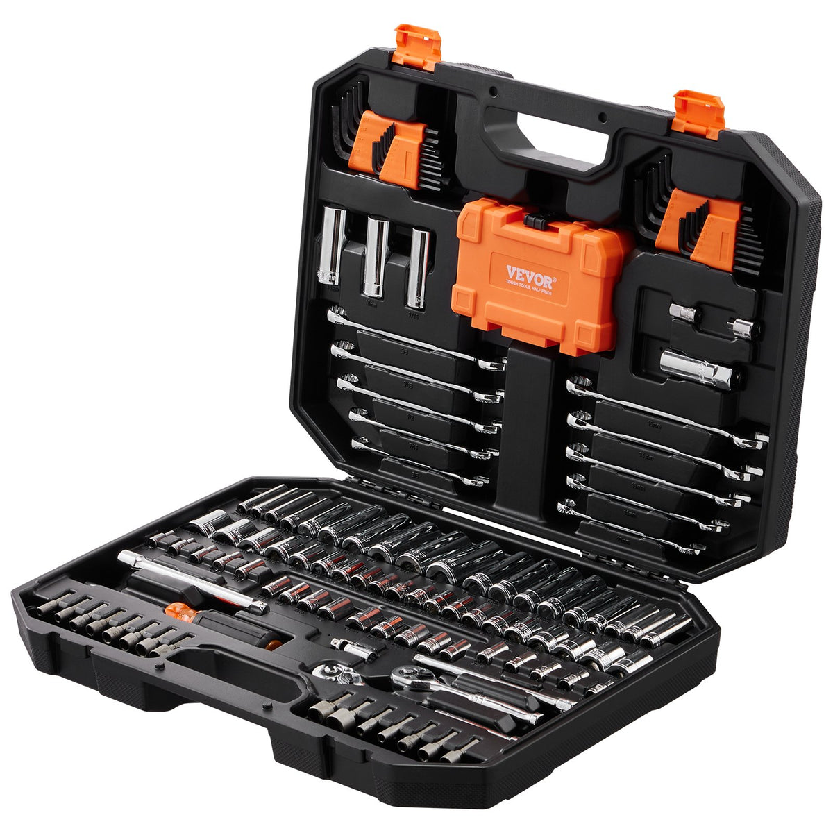 Mechanics Tool Set and Socket Set 1/4in 3/8in Drive 145 Pcs SAE and Metric V952-JXGJTZ1438SAEUVL7V0