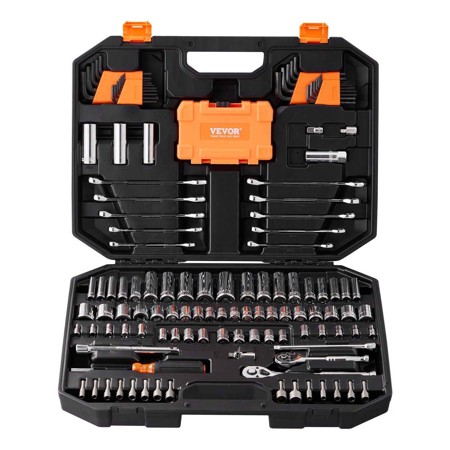 Mechanics Tool Set and Socket Set 1/4in 3/8in Drive 145 Pcs SAE and Metric V952-JXGJTZ1438SAEUVL7V0