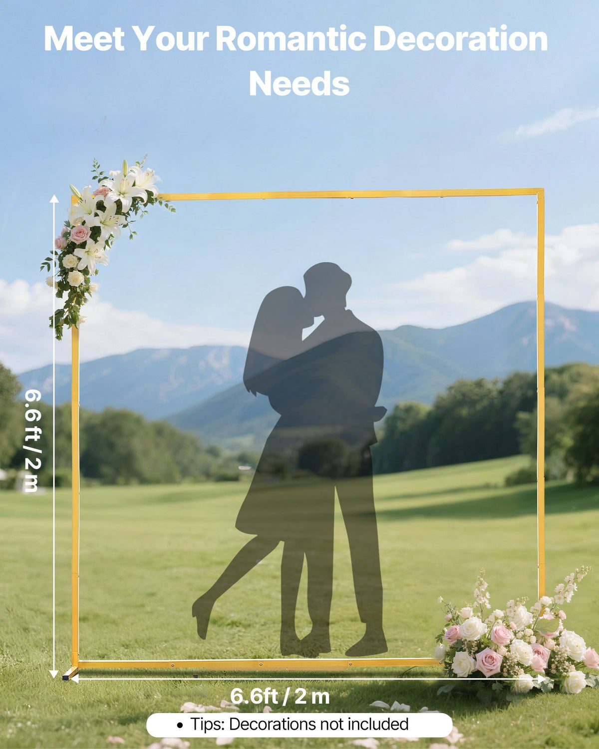 Arch Backdrop Stand, 2 x 2 m, Stable Structure, Easy Assembly, Square Gold Metal Arch Backdrop Stand for V952-JXJDJT66FT66JQXDB001V0