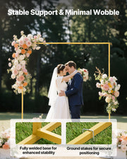 Arch Backdrop Stand, 2 x 2 m, Stable Structure, Easy Assembly, Square Gold Metal Arch Backdrop Stand for V952-JXJDJT66FT66JQXDB001V0