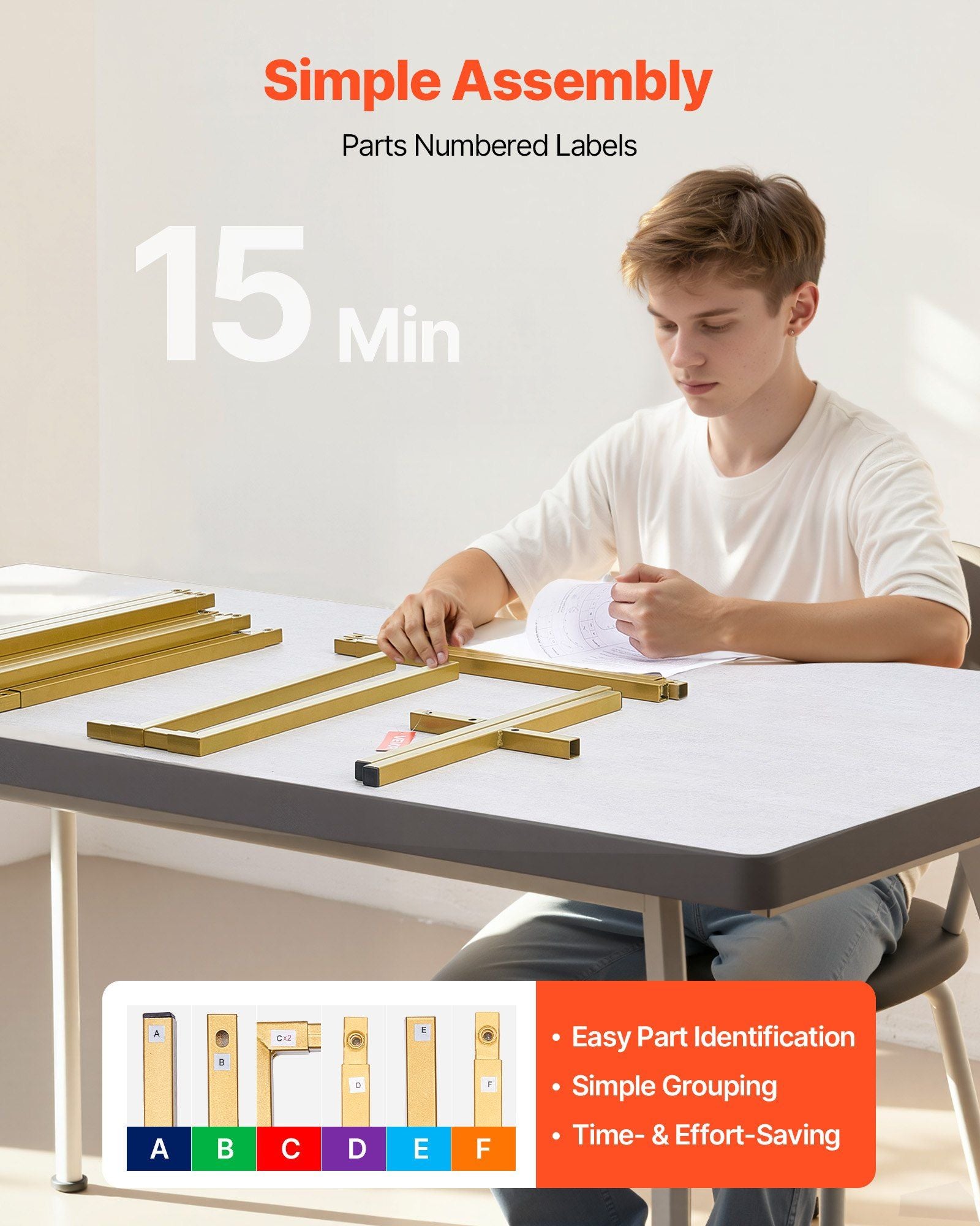 Arch Backdrop Stand, 2 x 2 m, Stable Structure, Easy Assembly, Square Gold Metal Arch Backdrop Stand for V952-JXJDJT66FT66JQXDB001V0