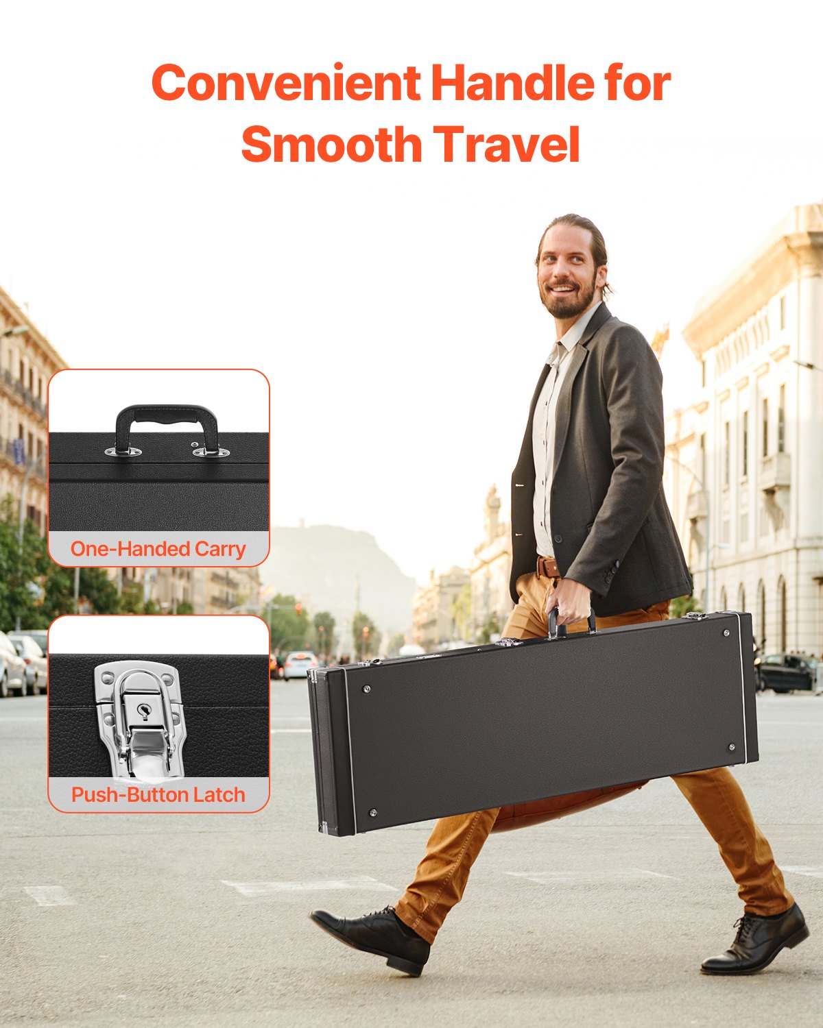 Bass Guitar Hard Case, 1220 mm Rectangular Guitar Hard Case, With Lock Latch Keys Handle, PVC Padding Soft V952-JXJTYHJXJHBBVUUYRV0