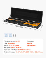 Bass Guitar Hard Case, 1220 mm Rectangular Guitar Hard Case, With Lock Latch Keys Handle, PVC Padding Soft V952-JXJTYHJXJHBBVUUYRV0