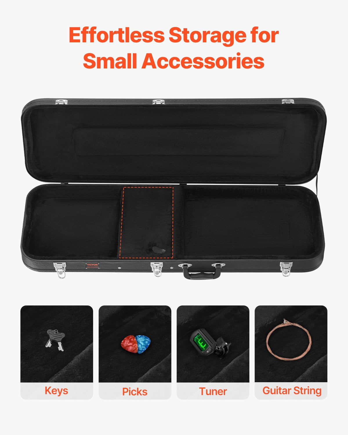 Electric Guitar Hard Case, 1095 mm Rectangular Guitar Hard Case, With Lock Latch Keys Handle, PVC Padding V952-JXJTYHJXJHBDYEWZQV0