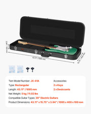 Electric Guitar Hard Case, 1095 mm Rectangular Guitar Hard Case, With Lock Latch Keys Handle, PVC Padding V952-JXJTYHJXJHBDYEWZQV0