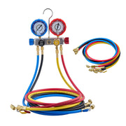 AC Manifold Gauge Set for R22 R404A R410A R12 Refrigerants, 4 Way AC Gauges with 1.5 m Hoses for Automotive & V952-JXLMB4TLBDSTGNWO6001V0