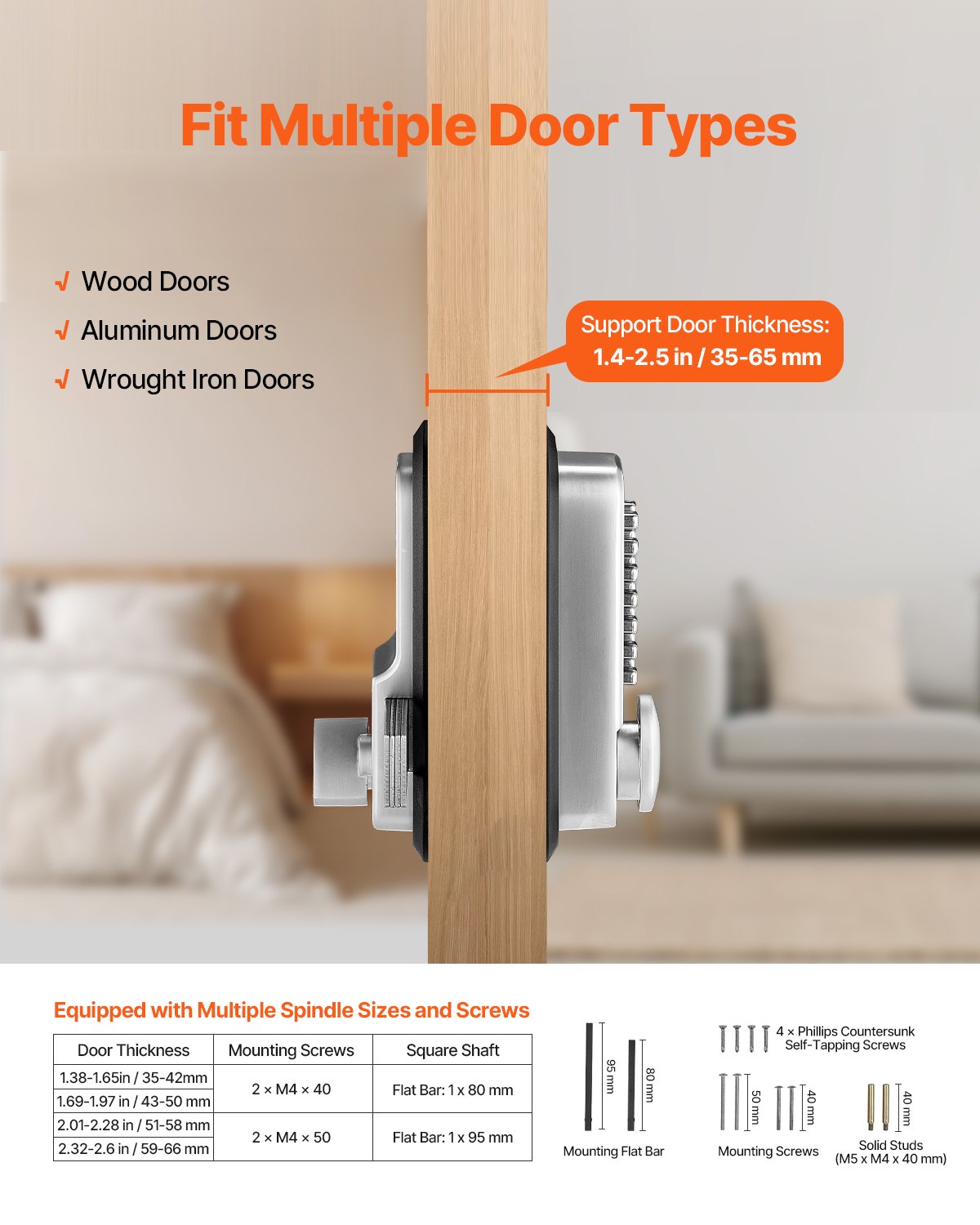 Mechanical Keyless Entry Door Lock, 14 Key Mechanical Door Lock, Mechanical Keypad Door Lock with Adjustable V952-JXMMSBMAZSZMD0O8HV0