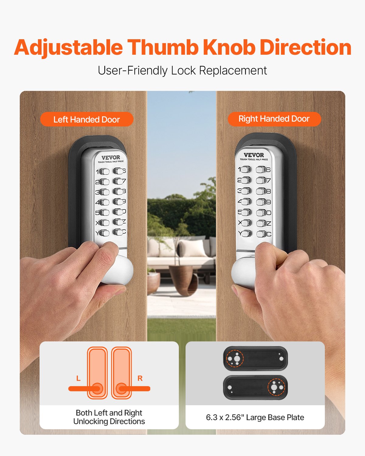 Mechanical Keyless Entry Door Lock, 14 Key Mechanical Door Lock, Mechanical Keypad Door Lock with Adjustable V952-JXMMSBMAZSZMD0O8HV0