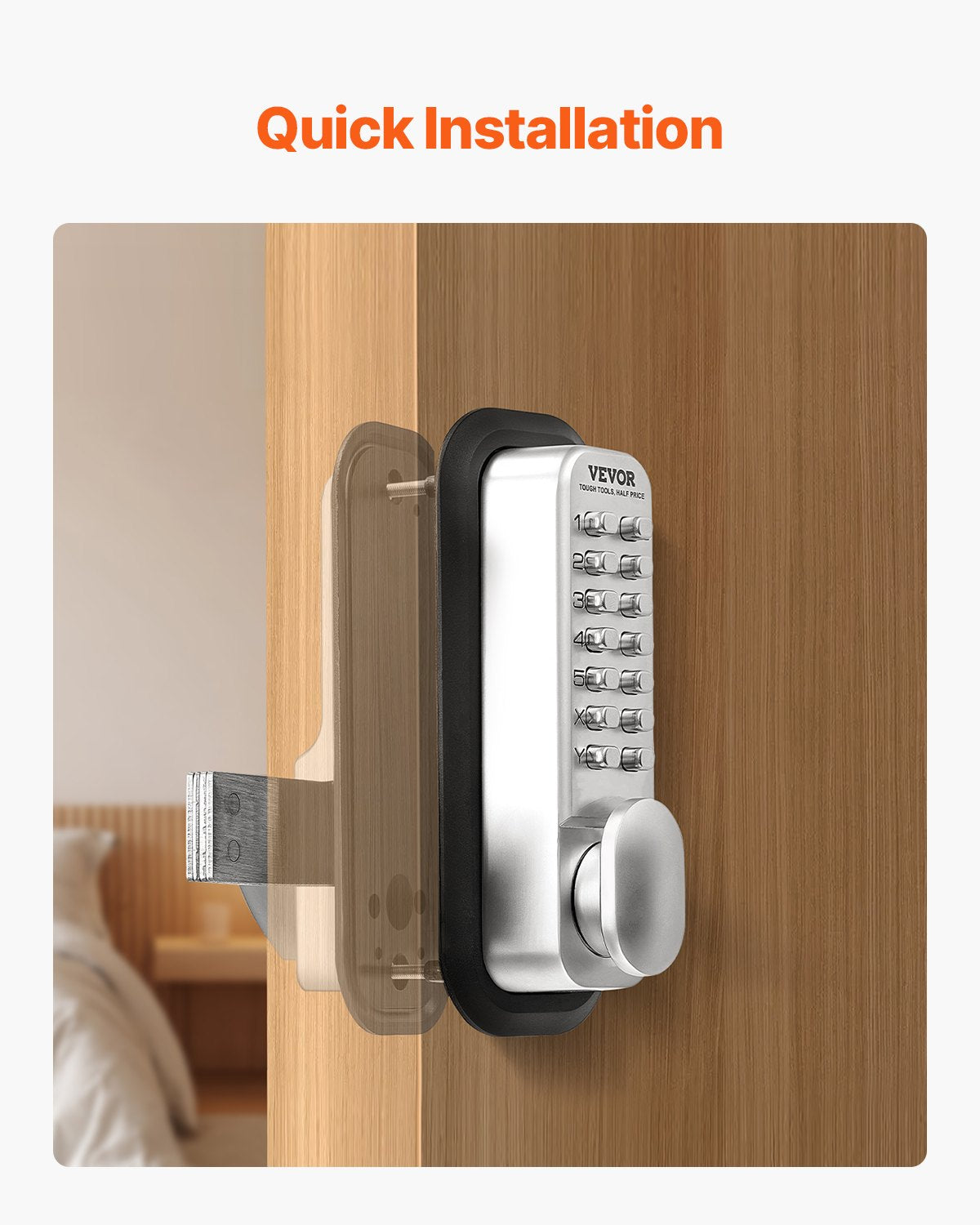Mechanical Keyless Entry Door Lock, 14 Key Mechanical Door Lock, Mechanical Keypad Door Lock with Adjustable V952-JXMMSBMAZSZMD0O8HV0