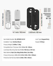 Mechanical Keyless Entry Door Lock, 14 Key Mechanical Door Lock, Mechanical Keypad Door Lock with Adjustable V952-JXMMSBMAZSZMD0O8HV0