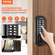 Mechanical Keyless Entry Door Lock, 14 Digit Keypad, Water-proof Zinc Alloy, Outdoor Gate Door Locks Set with V952-JXMMSBMAZSZMEOO20V0