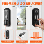 Mechanical Keyless Entry Door Lock, 14 Digit Keypad, Water-proof Zinc Alloy, Outdoor Gate Door Locks Set with V952-JXMMSBMAZSZMEOO20V0