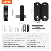 Mechanical Keyless Entry Door Lock, 14 Digit Keypad, Water-proof Zinc Alloy, Outdoor Gate Door Locks Set with V952-JXMMSBMAZSZMEOO20V0